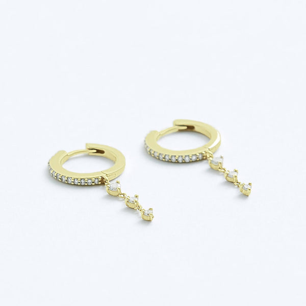 Stephanie Grace Jewellery- diamond drop hoops- solid 14k gold
