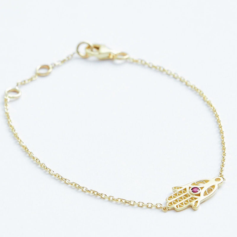 Hamsa Hand Bracelet - Solid 14k Gold - Stephanie Grace Jewellery