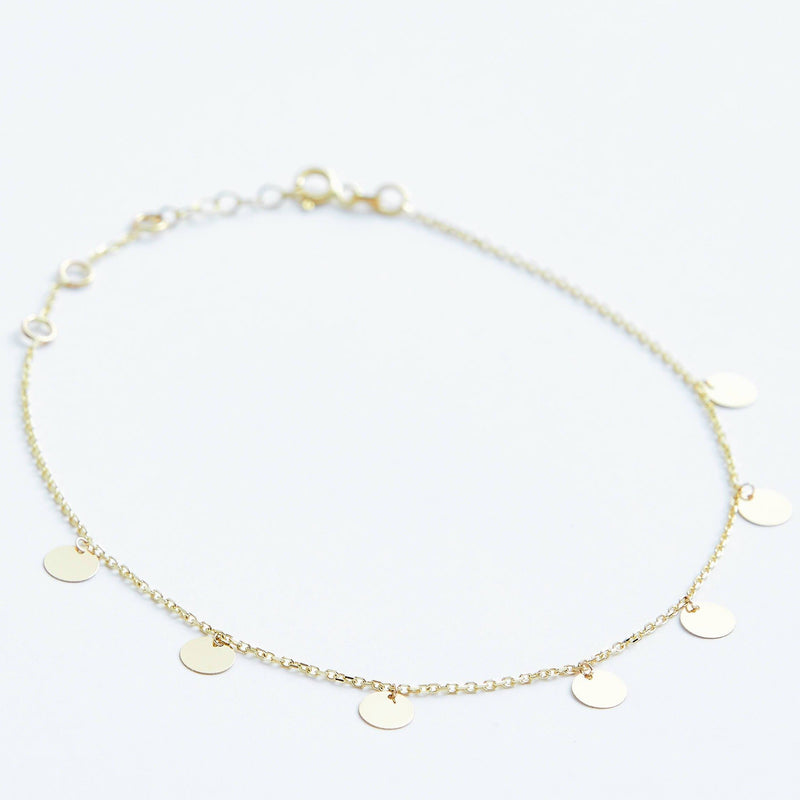Disc Chain Anklet in Solid 14k Gold | Stephanie Grace Jewellery