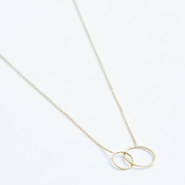 Double Circle Necklace in Solid 14k Gold | Stephanie Grace Jewellery