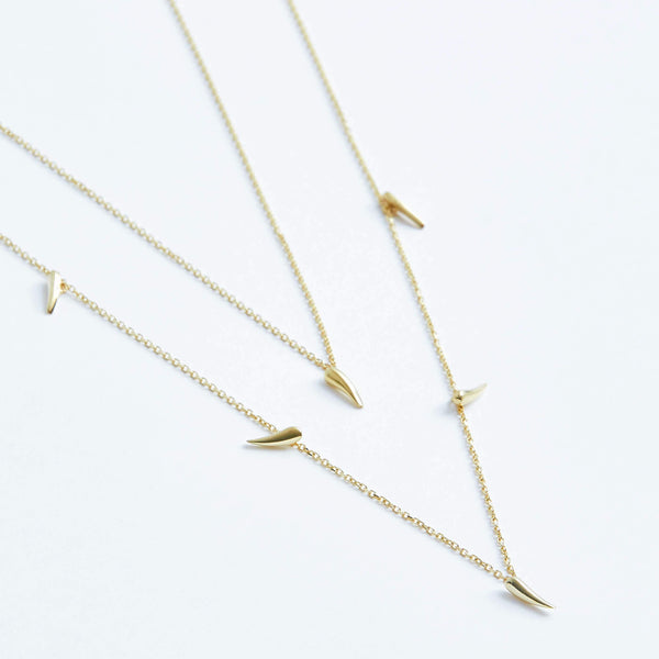 Double Strand Spike Necklace in Solid 14k Gold | Stephanie Grace Jewellery