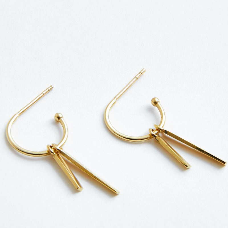 Double Bar Hoops in Solid 14k Gold | Stephanie Grace Jewellery