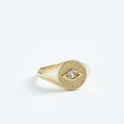 Protecting Eye Pinkie Ring - Solid 14k Gold - Stephanie Grace Jewellery