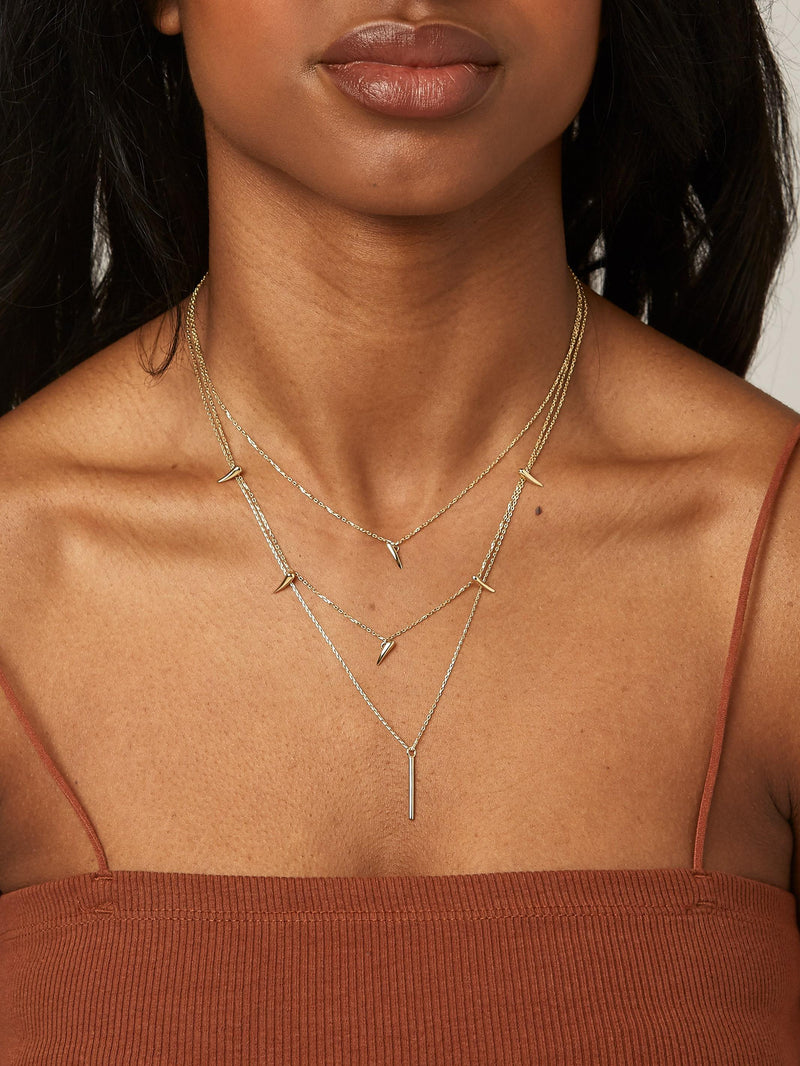 Double Strand Spike Necklace - Solid 14k Gold - Stephanie Grace Jewellery
