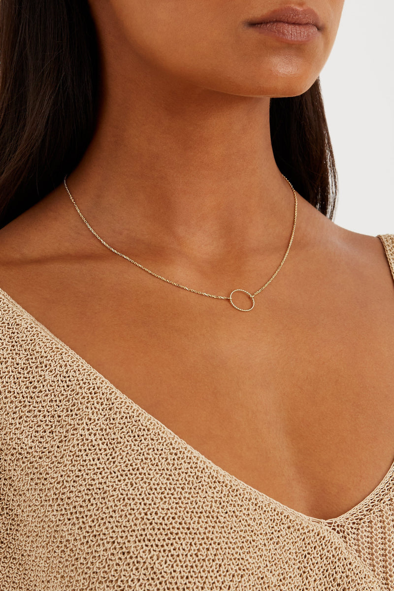 Rope Circle Necklace - Solid 14k Gold - Stephanie Grace Jewellery