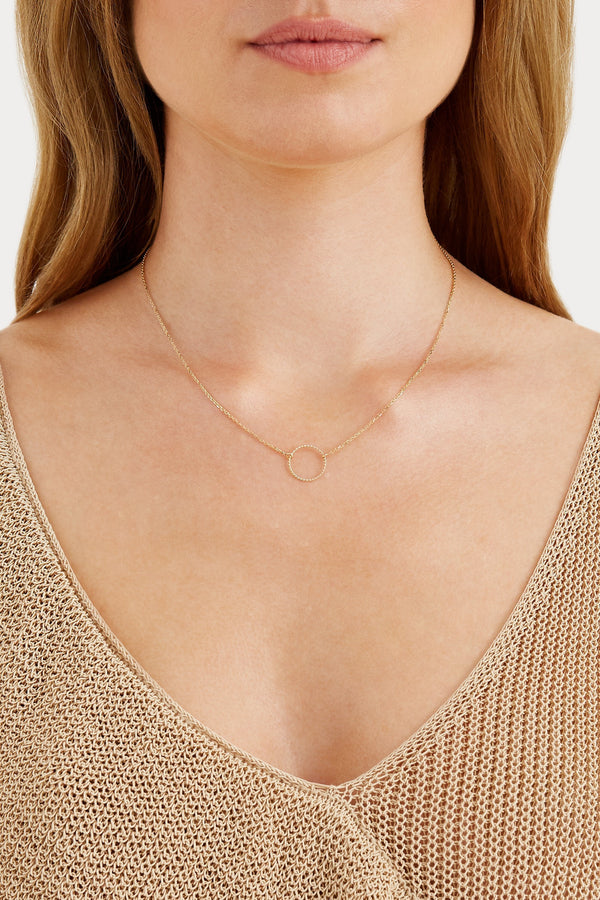 Rope Circle Necklace - Solid 14k Gold - Stephanie Grace Jewellery