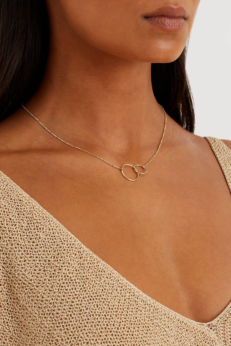 Double Circle Necklace - Solid 14k Gold - Stephanie Grace Jewellery