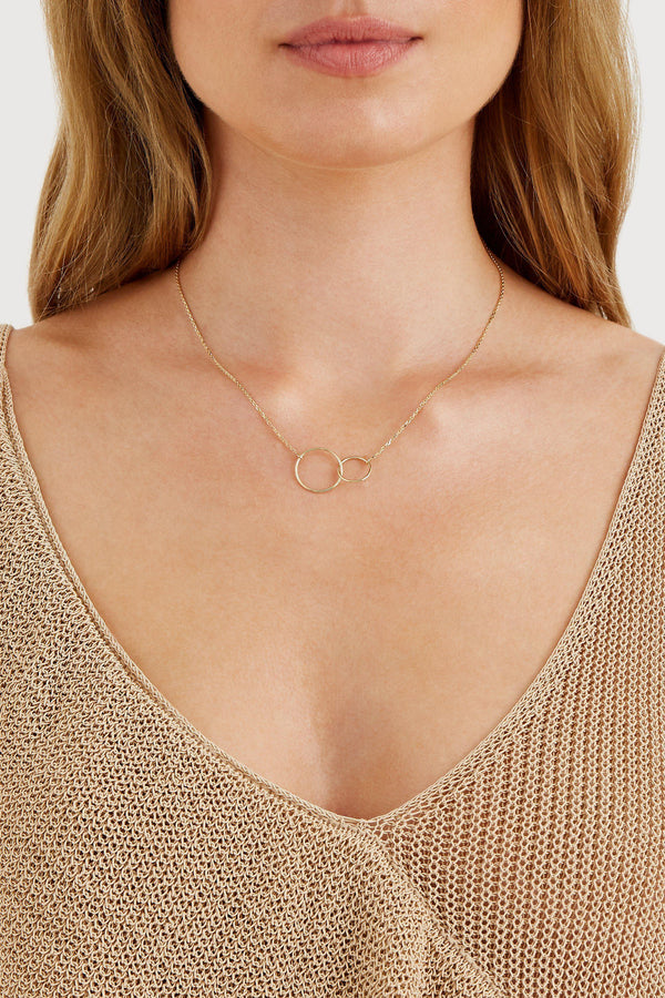 Double Circle Necklace - Solid 14k Gold - Stephanie Grace Jewellery