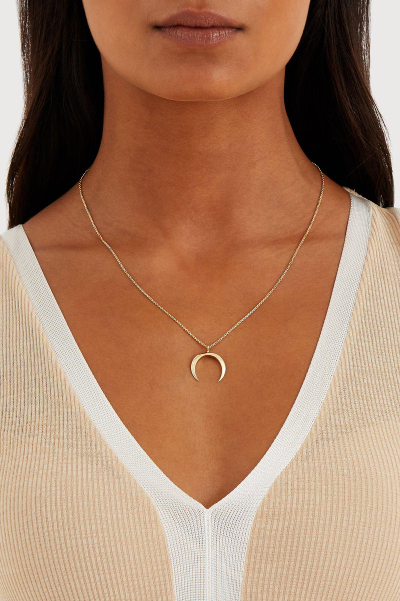 Hammered Crescent Moon Necklace – Layer the Love