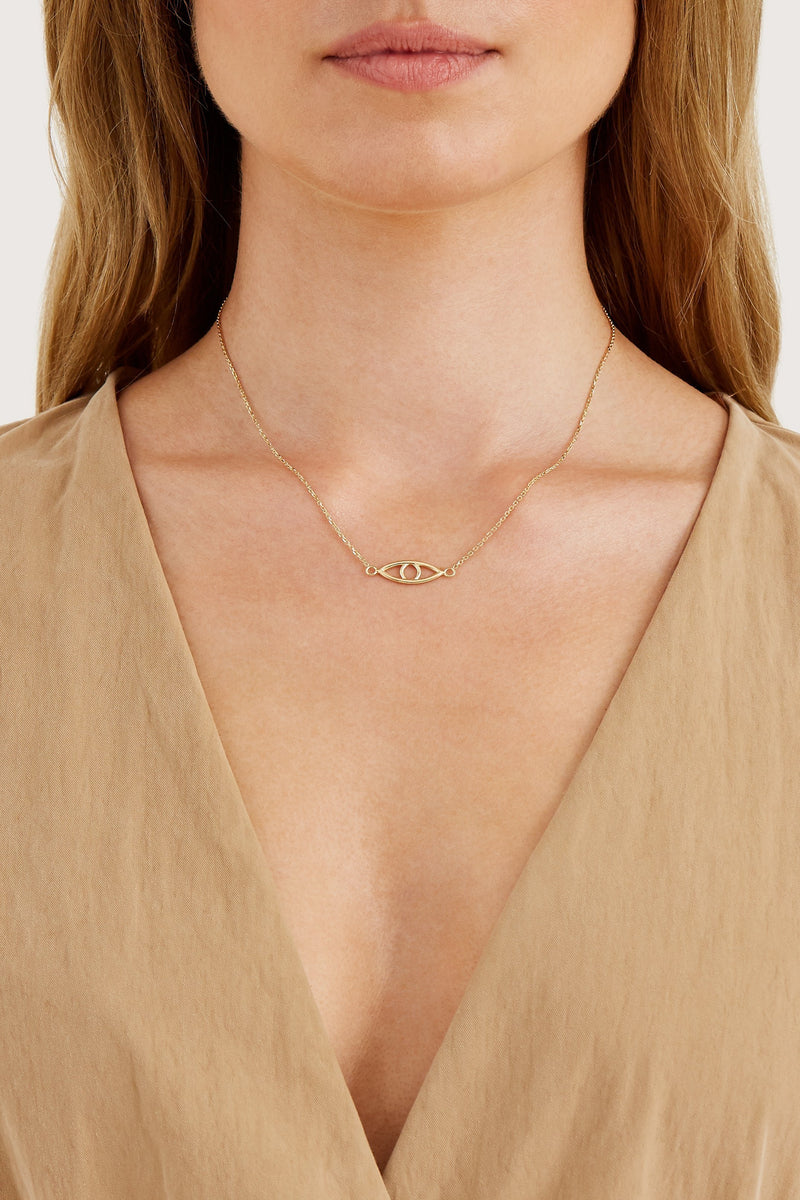 Delicate Eye Necklace - Solid 14k Gold - Stephanie Grace Jewellery