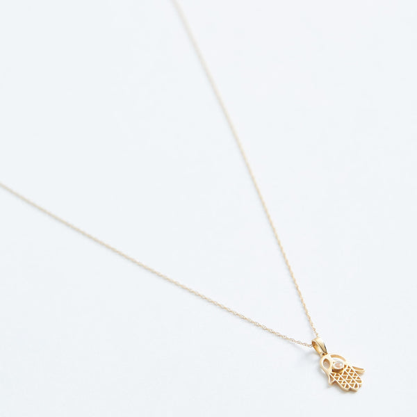 Stephanie Grace Jewellery- hamsa hand necklace- solid 14k gold