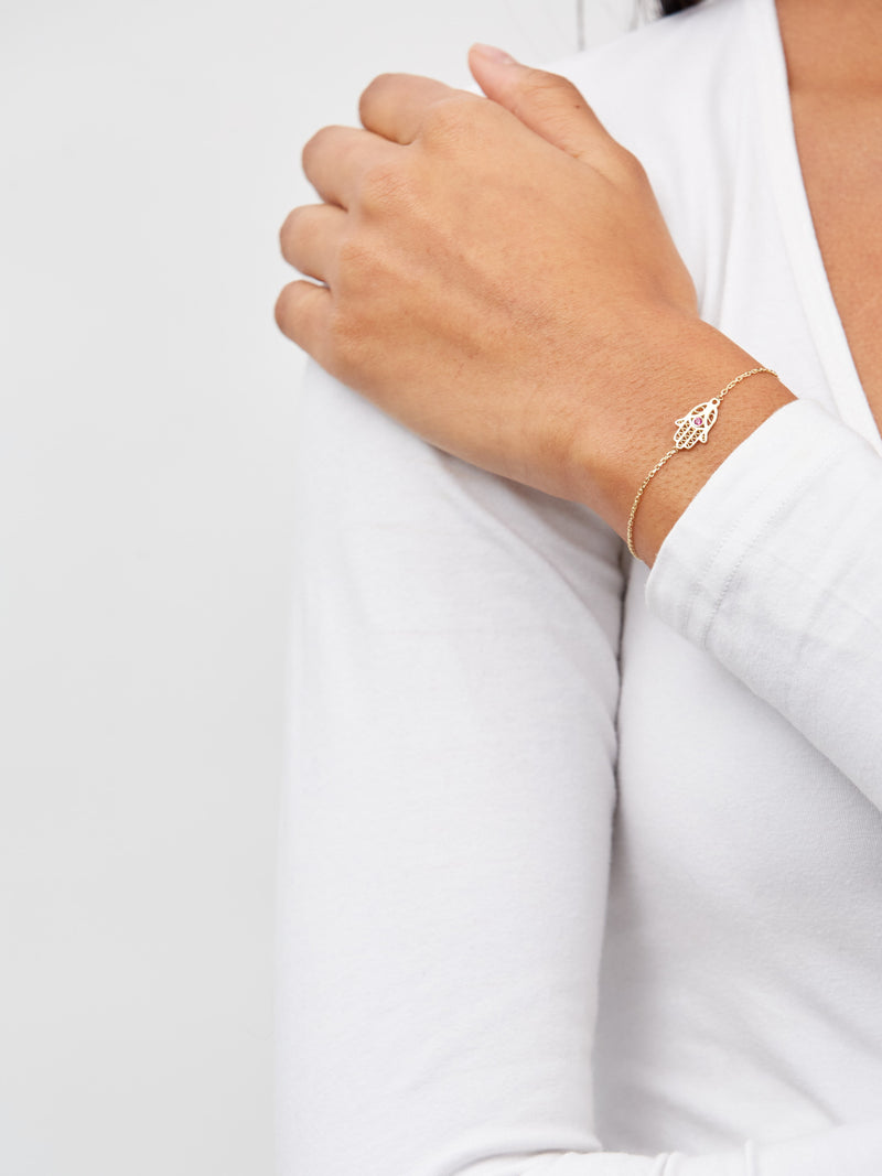 Hamsa Hand Bracelet - Solid 14k Gold - Stephanie Grace Jewellery