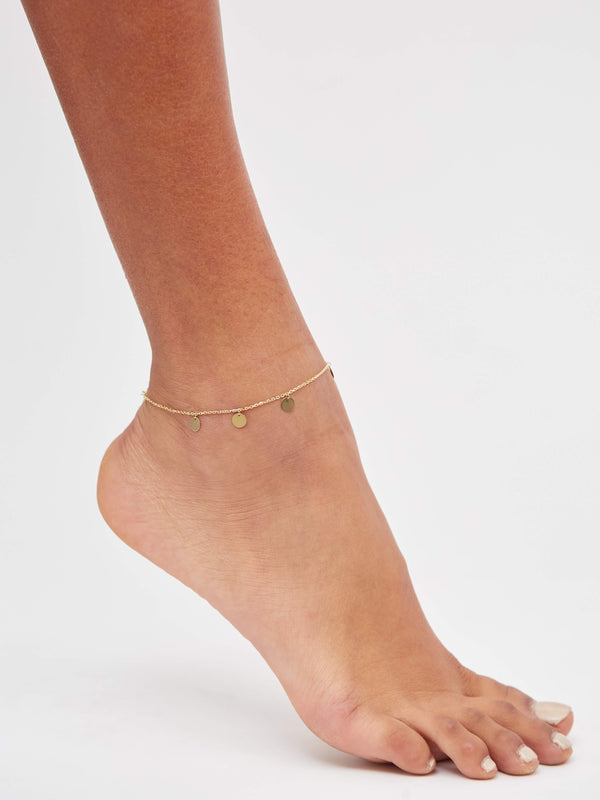 Disc Chain Anklet in Solid 14k Gold | Stephanie Grace Jewellery