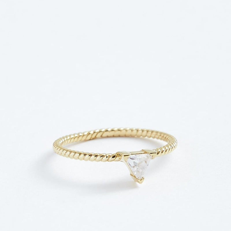 Triangle Twist Ring - Solid 14k Gold - Stephanie Grace Jewellery