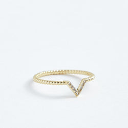 V Twist Ring - Solid 14k Gold - Stephanie Grace Jewellery