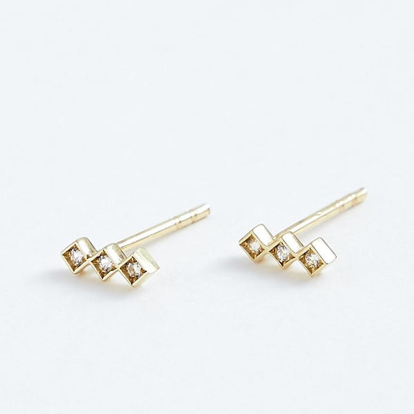 Triplet Studs - Solid 14k Gold - Stephanie Grace Jewellery